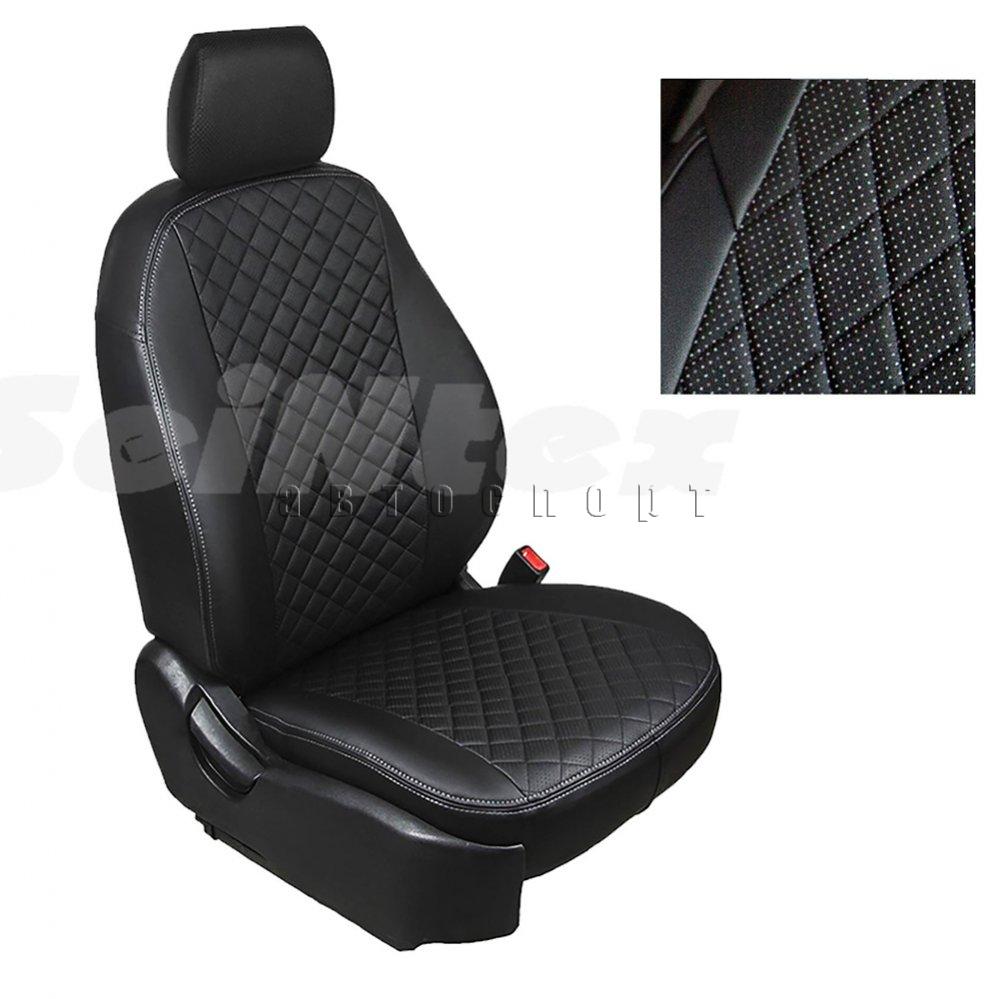 Чехлы Seintex Ромб из экокожи для сидений VW POLO SEDAN 40/60 (2010-2018) черные Чехлы Seintex Ромб из экокожи для сидений VW POLO SEDAN 40/60 (2010-2018) черные