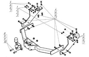 Фаркоп «Motodor» Газель NEXT цельно металлический фургон 2016-