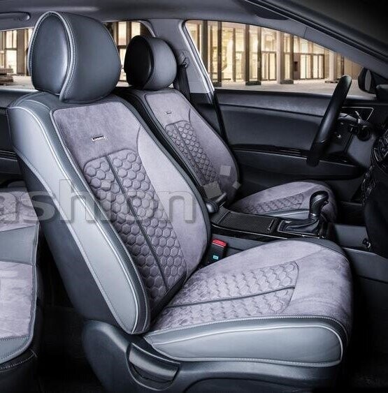 Накидки передние экокожа/замша «STALKER» серый/черный/серый 21058 Накидки передние экокожа/замша «STALKER» серый/черный/серый 21058