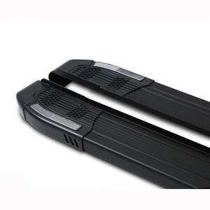 Пороги-подножки RAINBOW BLACK для NISSAN PATHFINDER 2014-2021 (алюминий+пластик) от ERKUL