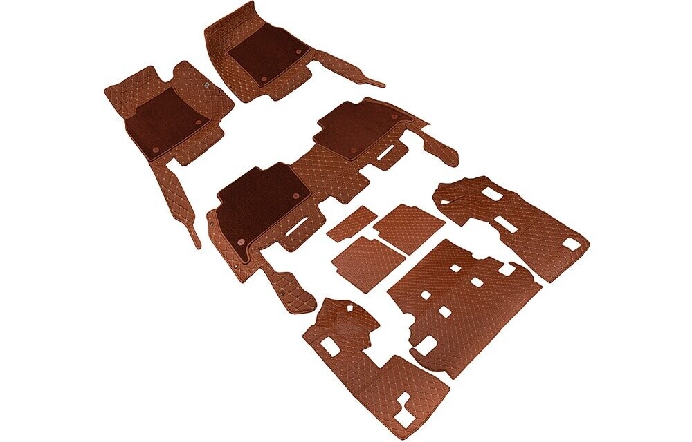 Ковры салона для Toyota LC 150 Prado 2009н.в. эко-кожа коричневый/шов бежевый Ковры салона для Toyota LC 150 Prado 2009н.в. эко-кожа коричневый/шов бежевый