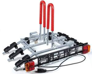 Крепление велосипеда на фаркоп AMOS TITAN 3 PLUS Платформа для 3-х велосипедов, сталь/цвет серебристый, улучшенная Крепление велосипеда на фаркоп AMOS TITAN 3 PLUS Платформа для 3-х велосипедов, сталь/цвет серебристый, улучшенная