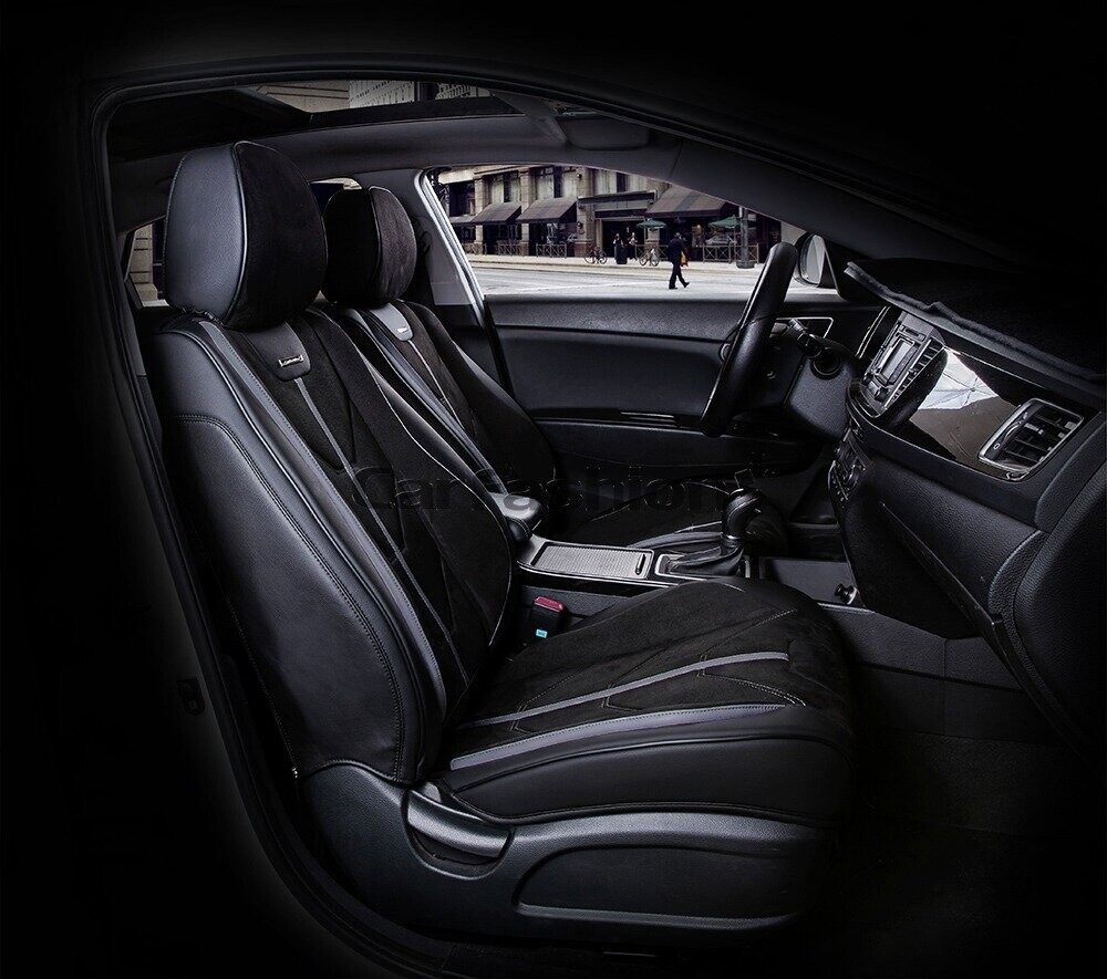 Каркасные чехлы фронт 5D «START» черный/черный/т.серый 21067 Каркасные чехлы фронт 5D «START» черный/черный/т.серый 21067