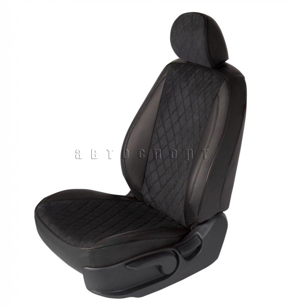 Чехлы HYUNDAI Solaris (2017-н.в.) Sed MAXIMAL ROMB Эко черный/ Алькантара шов черный (раздельные) Чехлы HYUNDAI Solaris (2017-н.в.) Sed MAXIMAL ROMB Эко черный/ Алькантара шов черный (раздельные)