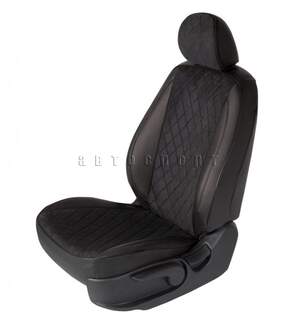 Чехлы HYUNDAI Solaris (2017-н.в.) Sed MAXIMAL ROMB Эко черный/ Алькантара шов черный (раздельные) Чехлы HYUNDAI Solaris (2017-н.в.) Sed MAXIMAL ROMB Эко черный/ Алькантара шов черный (раздельные)