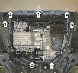 Усиленная защита картера двигателя, КПП (2 мм, сталь) для CHERY Tiggo 8 (2019-н.в.)