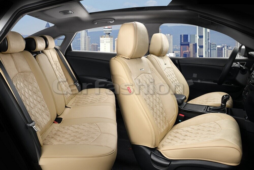 Комплект каркасных чехлов 5D «DIAMOND PLUS» бежевый/бежевый/черный 27033 Комплект каркасных чехлов 5D «DIAMOND PLUS» бежевый/бежевый/черный 27033