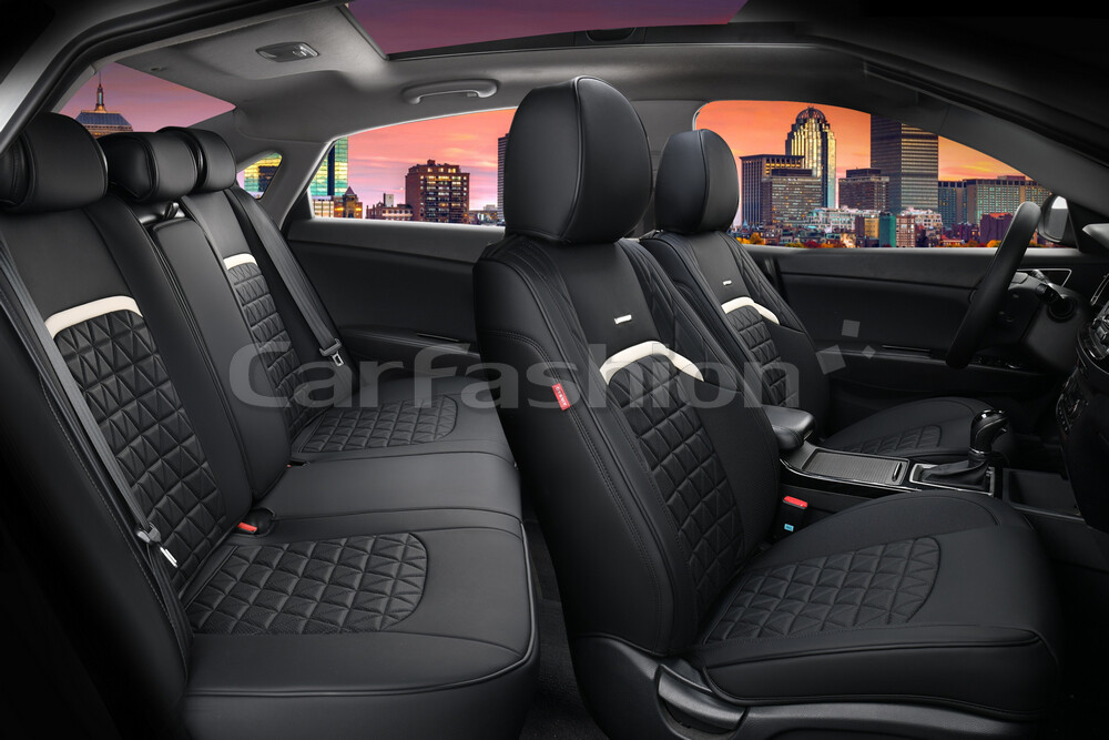 Комплект каркасных чехлов 5D из экокожи «BOOMERANG PLUS» белый/черный 27047 Комплект каркасных чехлов 5D из экокожи «BOOMERANG PLUS» белый/черный 27047