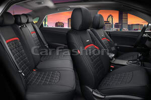 Комплект каркасных чехлов 5D из экокожи «BOOMERANG PLUS» красный/черный 27046