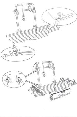 Багажная система AMOS Weekend PLUS - крепление для перевозки 3-х велосипедов на заднюю дверь и бампер автомобиля