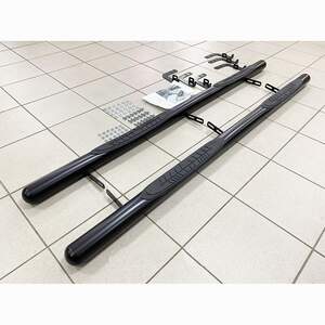 Пороги трубы с накладками d70 мм для TOYOTA HILUX VII (2006-2015) черные