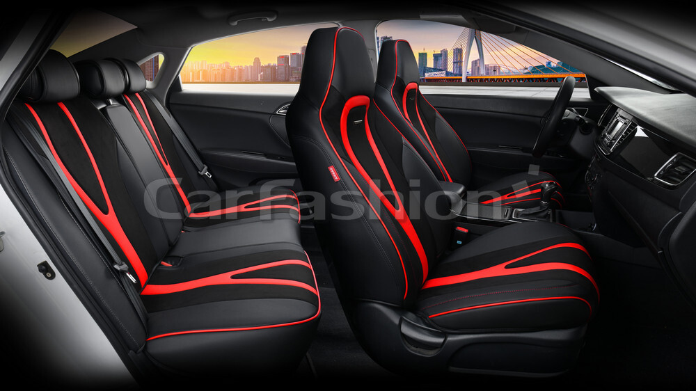 Комплект каркасных чехлов 5D «INTEGRAL PLUS» черный/черный/красный 27244 Комплект каркасных чехлов 5D «INTEGRAL PLUS» черный/черный/красный 27244