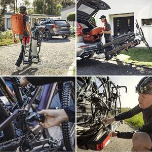 Полностью складываемая велоплатформа EasyFold XT 2 Black для перевозки до 2-х тяжелых (в т.ч. электро) велосипедов на фаркопе с функцией наклона Thule 13 p