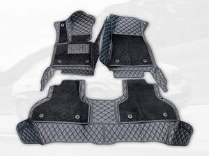 Коврики 5D из экокожи для для Toyota Land Cruiser Prado 120 5 мест (2002-2009) черный/черный 70314