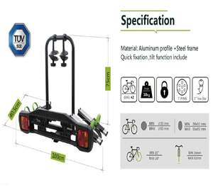 Велобагажник WELL TOUR 2 для перевозки 2-х велосипедов на фаркопе