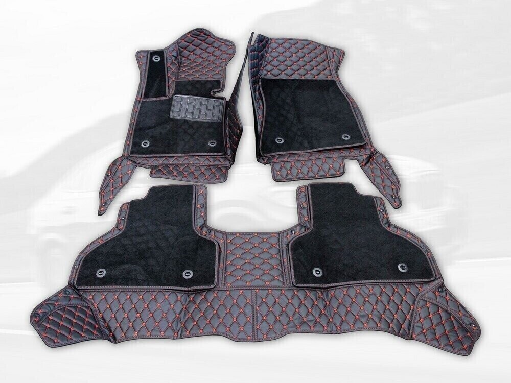 Коврики 5D из экокожи для для Mitsubishi Outlander 3 (2013-2018) черный/красный 70269 Коврики 5D из экокожи для для Mitsubishi Outlander 3 (2013-2018) черный/красный 70269
