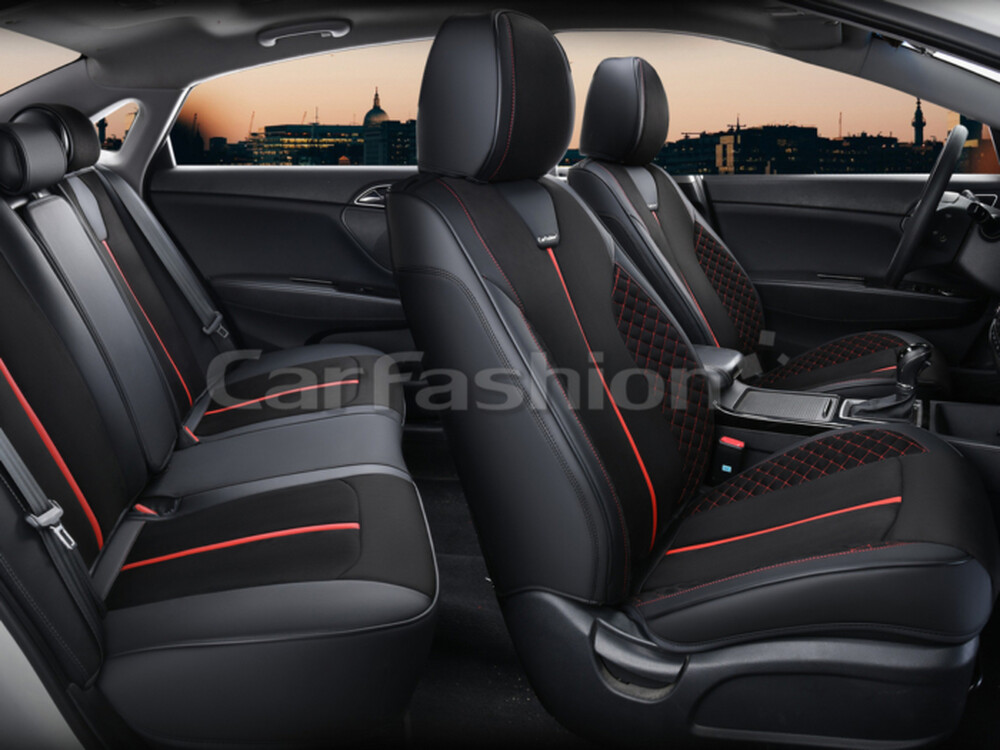 Комплект каркасных чехлов 5D «MARSHAL PLUS» черный/черный/красный 27284 Комплект каркасных чехлов 5D «MARSHAL PLUS» черный/черный/красный 27284