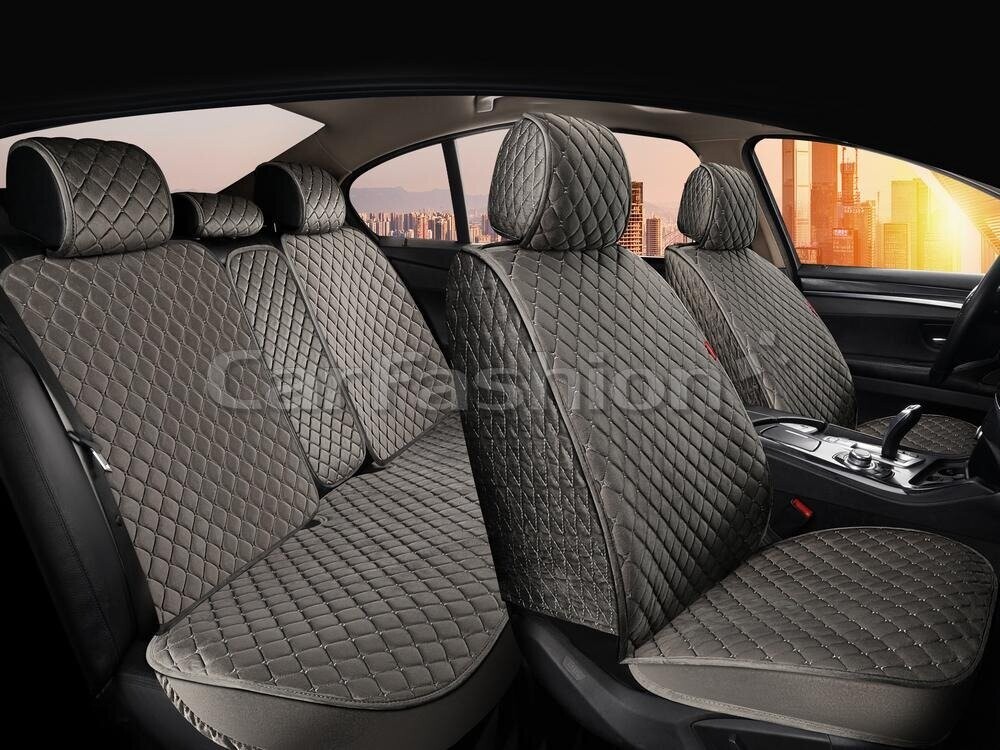 Комплект накидок «SULTAN PLUS» велюровых на весь салон серый/серый/серый 22721 Комплект накидок «SULTAN PLUS» велюровых на весь салон серый/серый/серый 22721