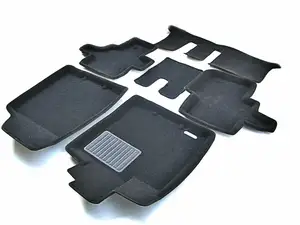 Коврики в салон текстильные Euromat 3D Business NISSAN Pathfinder R52 7 мест (2014-2018), черные (5 шт.+3-й ряд)