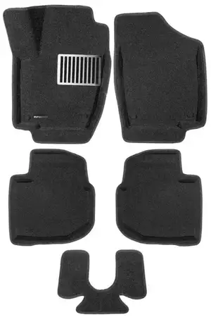 Коврики в салон текстильные Euromat 3D lux SKODA Rapid (20(2013-2020) 20, 2020-н.в.)VW POLO (2020-н.в.), черные (5 шт.)