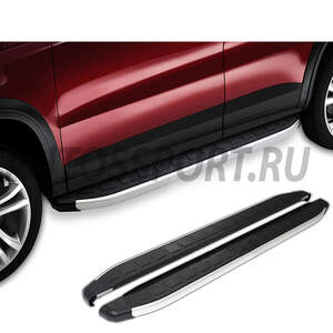 Пороги-подножки DOLUNAY для FORD KUGA 2008-2012 (алюминий+пластик) от ERKUL