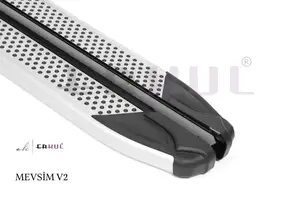 Пороги-подножки MEVSIM V2 GREY для HYUNDAI TUCSON I 2004-2009 (алюминий+пластик) от ERKUL