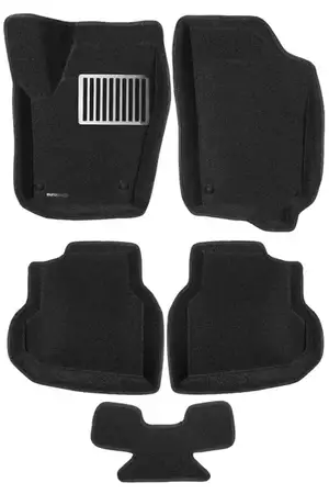 Коврики в салон текстильные Euromat 3D lux VOLKSWAGEN Polo V SD/HB (2010-2018), черные (5 шт.)
