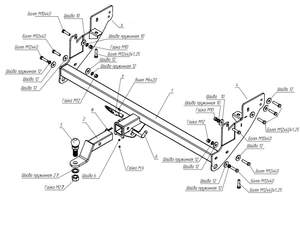 Быстросъемный фаркоп «Бизон»  Mitsubishi VI L200  квадрат 50х50