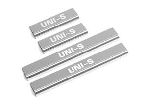 Накладки на пороги AutoMax для Changan UNI-S 2024-н.в., рынок РФ, нерж.сталь, с надписью, 4 шт.