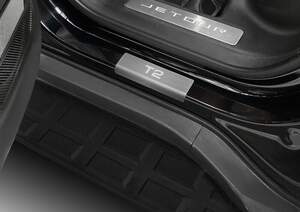 Накладки на пороги AutoMax для Jetour T2 2024-н.в., рынок РФ, нерж.сталь, с надписью, 4 шт.
