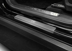 Накладки на пороги AutoMax для Jetour T2 2024-н.в., рынок РФ, нерж.сталь, с надписью, 4 шт.