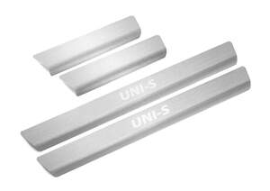 Накладки на пороги Rival для Changan UNI-S 2024-н.в., рынок РФ, нерж. сталь, с надписью, 4 шт. Накладки на пороги Rival для Changan UNI-S 2024-н.в., рынок РФ, нерж. сталь, с надписью, 4 шт.