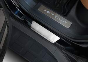 Накладки на пороги Rival для Jetour T2 2024-н.в., рынок РФ, нерж. сталь, с надписью, 4 шт.