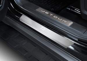 Накладки на пороги Rival для Jetour T2 2024-н.в., рынок РФ, нерж. сталь, с надписью, 4 шт.