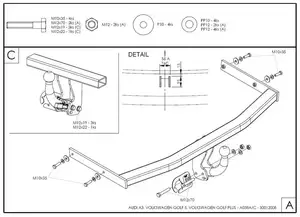 Фаркоп Galia на Audi A3, хэтчбек, 3 двери, с 2003 по 2008