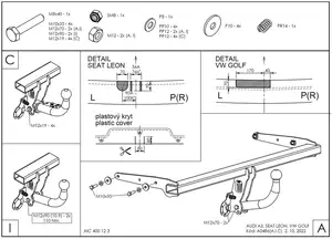 Фаркоп Galia A048A для Volkswagen, Seat и Audi