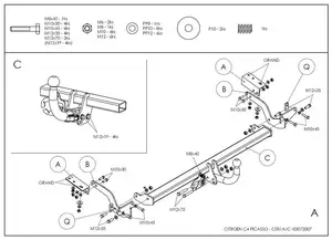 Фаркоп Galia на Citroen C4 Picasso, Picasso, с 2006 по 2013, Grand Picasso, с 2007 по 2013
