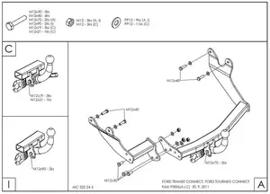 Фаркоп Galia на Ford Tourneo Connect, с 2002 по 2014