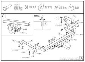 Быстросъёмный фаркоп Galia H074C для Honda CR-V