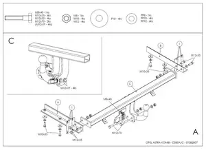 Фаркоп Galia на Opel Astra H, универсал, с 2004 по 2010