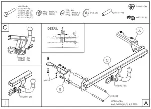 Фаркоп Galia на Opel Zafira B, c 2005 по 2012