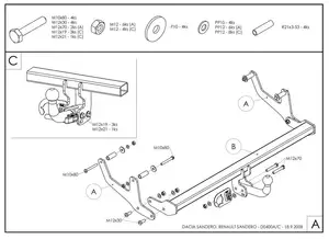 Фаркоп Galia на Renault Sandero, с 2009 по 2014 (включая stepway)