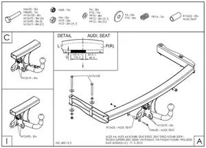 Фаркоп Galia на Seat Exeo, седан, с 2008 по 2013 (искл. купе.)