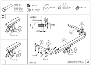 Фаркоп Galia на Subaru Outback, с 2009 по 2014