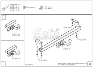Фаркоп Galia на Suzuki Grand Vitara, с 1998 по 2005, XL7, с 1998 по 2004