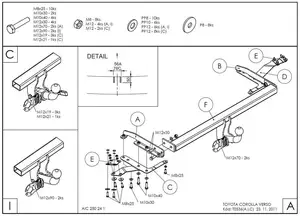 Фаркоп Galia на Toyota Corolla Verso, с 2004 по 2009