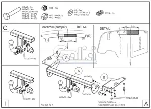 Фаркоп Galia на Toyota Corolla, с 2007 по 2013