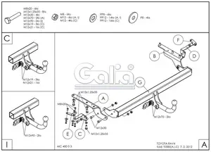 Фаркоп Galia на Toyota Rav 4, с 2006 по 2012(исключая long)
