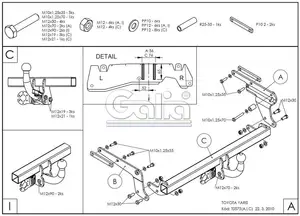 Фаркоп Galia на Toyota Yaris, хэтчбек, с 2005 по 2014