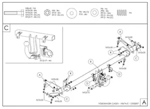 Фаркоп Galia на Volkswagen Caddy, с 2004 (включая Maxi, 4WD)